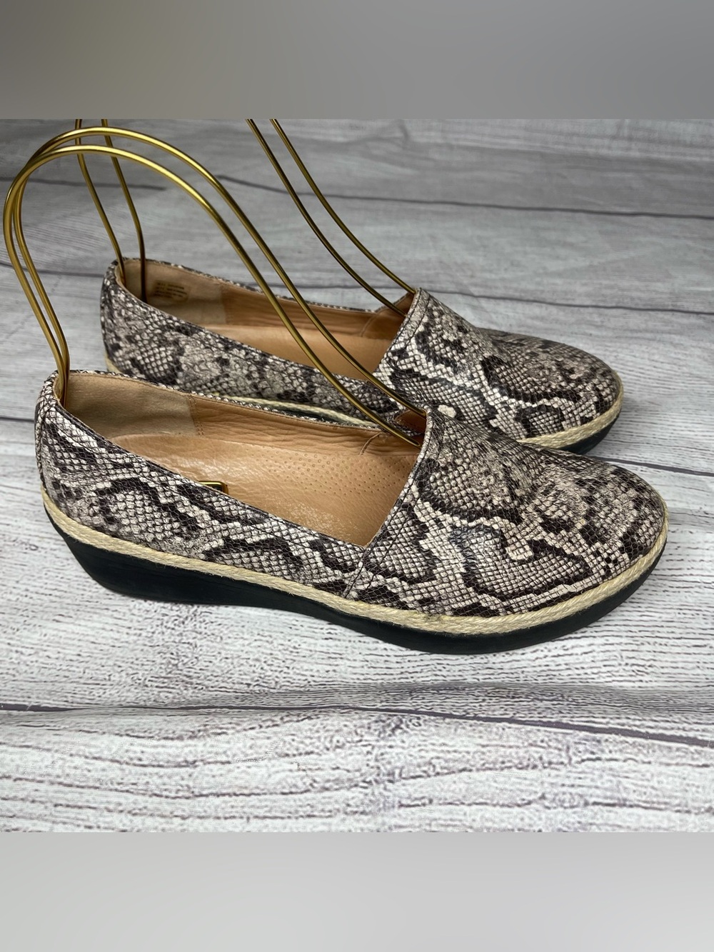 FitFlop Women’s 7.5 Casa Snake Embossed Leather Loafers